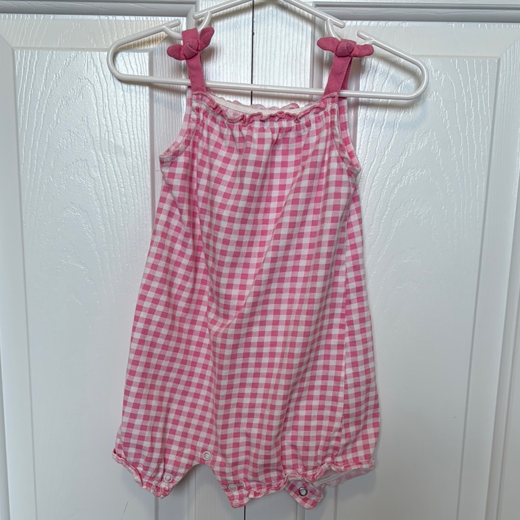 Pink Gingham Baby Romper